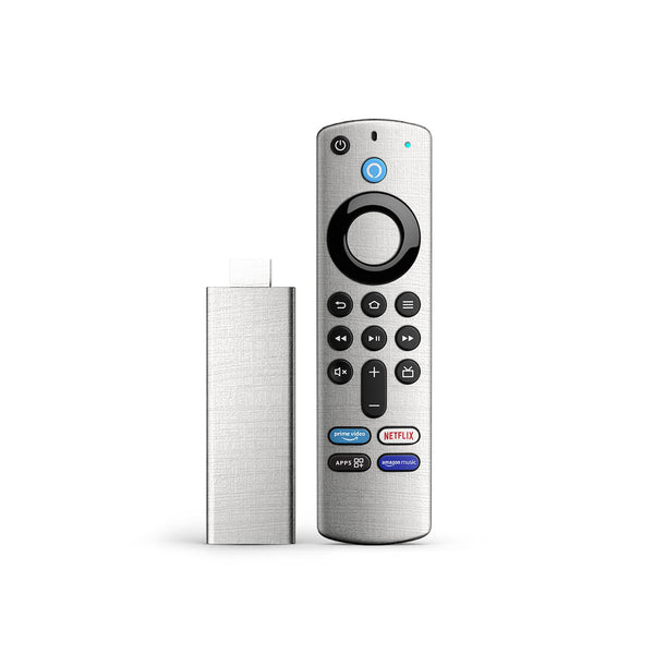 White Fabric Textured Material Skin for Amazon Fire Stick & Apple TV Remote | Durable & Stylish Protection