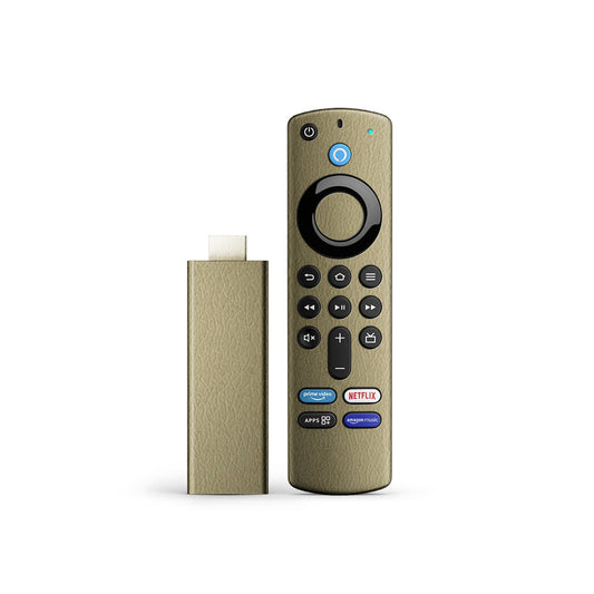 Yellow Green Leather Textured Material Skin for Amazon Fire Stick & Apple TV Remote | Durable & Stylish Protection