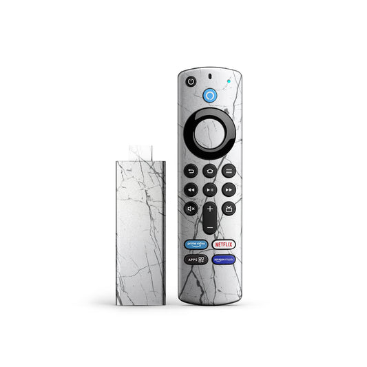 White Marble Black Stripes Textured Material Skin for Amazon Fire Stick & Apple TV Remote | Durable & Stylish Protection